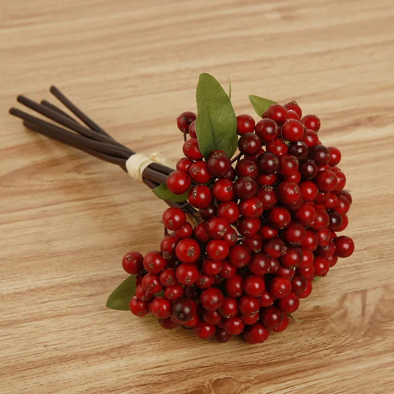 Искусственные ягоды домашний декор зеленые листья искусственные молочно белые