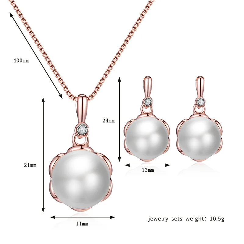 

TSHOU416 New Romantic round necklace set white pearl woman necklace earring set bridal party set