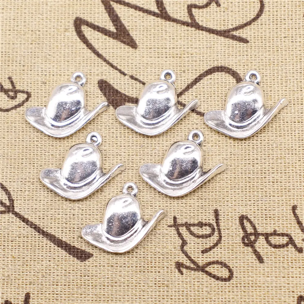 

Charm For Making Jewelry Pendants Antique Silver Color Hat 23x20mm 5pcs