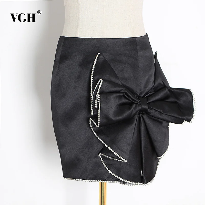 

Женская Асимметричная мини-юбка VGH, повседневная облегающая Однотонная юбка с высокой талией и бантом в стиле пэчворк, 2021
