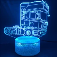 3d illusion acrylic led night light lamp cool truck head bedroom decor nightlight smart phone 16 color control gift kids child