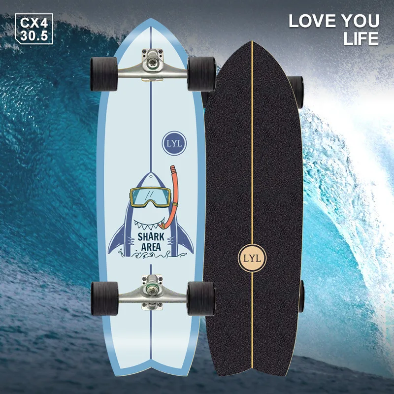 2021 77cm Professional S7 Carver Surf Land Skateboard Highly Smooth Maple Professional Land Surfboard Big Fish Board