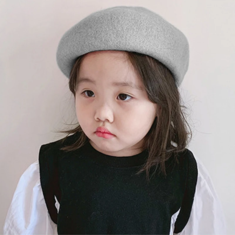 Gray Berets Зимнее трикотажное шифоновое платье для девочек детская одежда с длинными рукавами для рождественской вечеринки детские платья для девочек, одежда на год - Цвет: Gray Berets