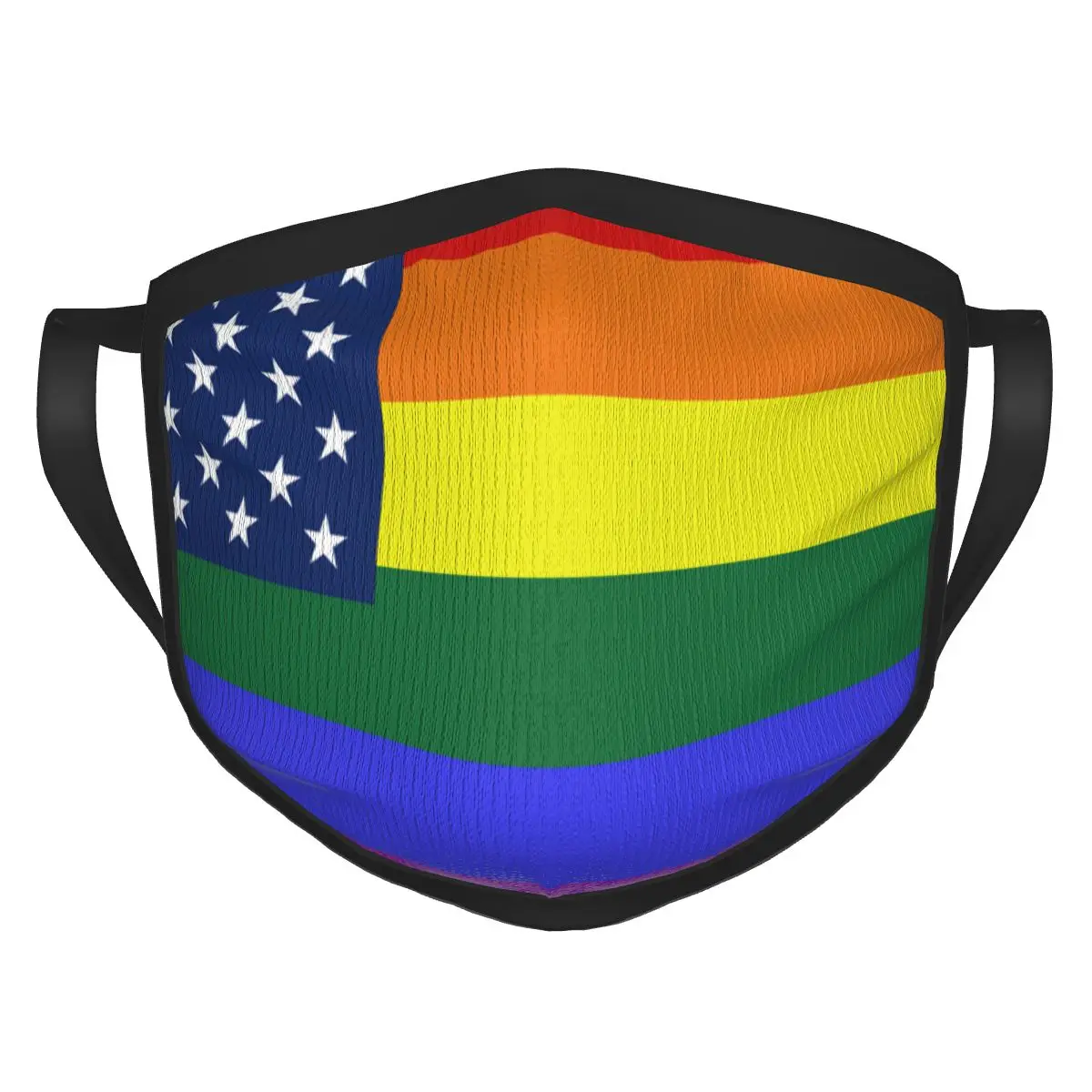 

American Flag And Rainbow Flag FGBT Respect Face Mask Reusable Washable Breathable Black Border Scarf Dust prevention for Adult