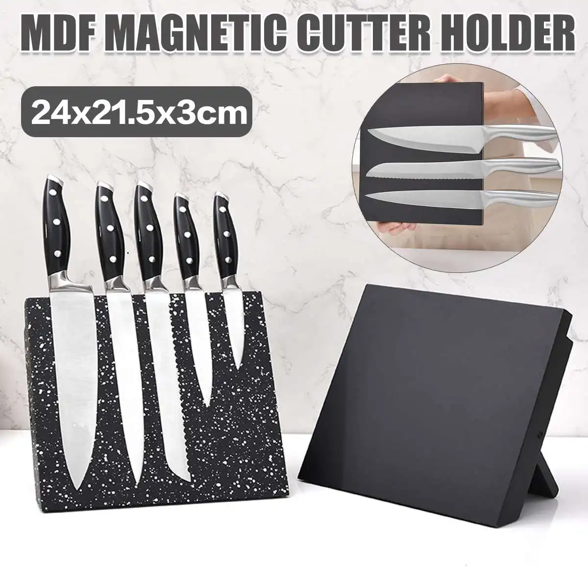 

Складной магнитный держатель для ножей из МДФ с мощным магнитом, большой блок для ножей без подставки для ножей, универсальный блок для ноже...