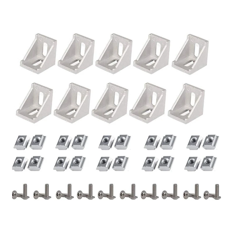 

TOP 50Pcs Corner Bracket 2020 Series Aluminum Profile Connector Set for 6mm Slot Aluminum Profile Accessories