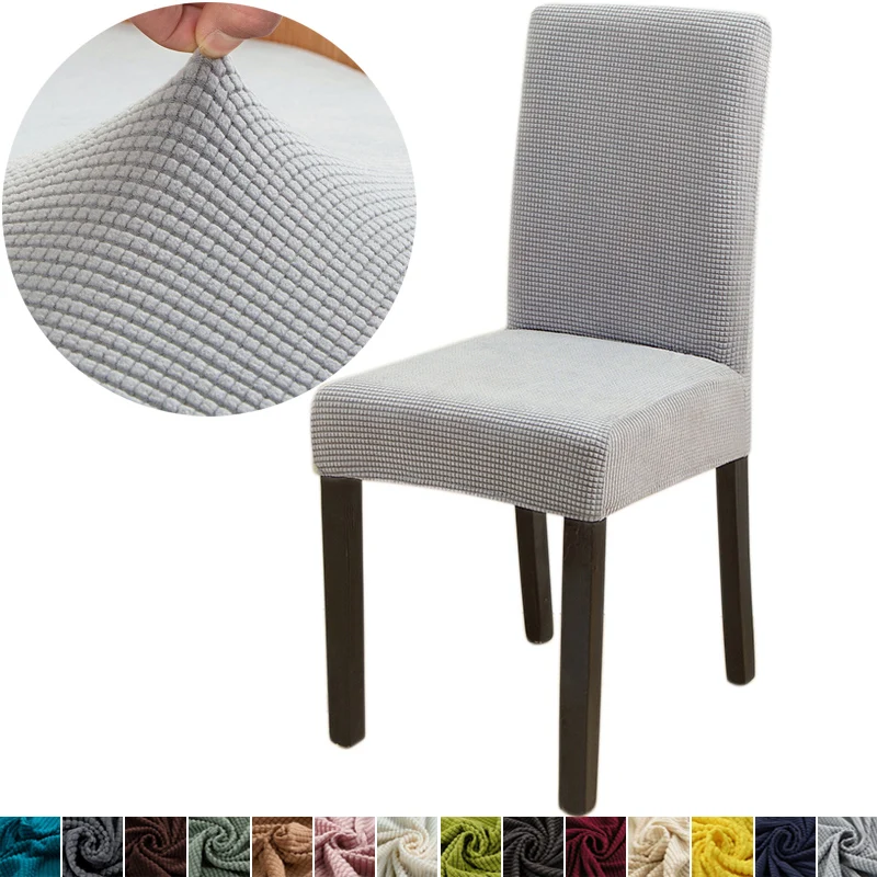 

Elastic Dining Chair Cover Thick Polar Fleece Stretch Spandex Chair Cover Slipcover for Dining Room Kitchen Wedding Banquet Home