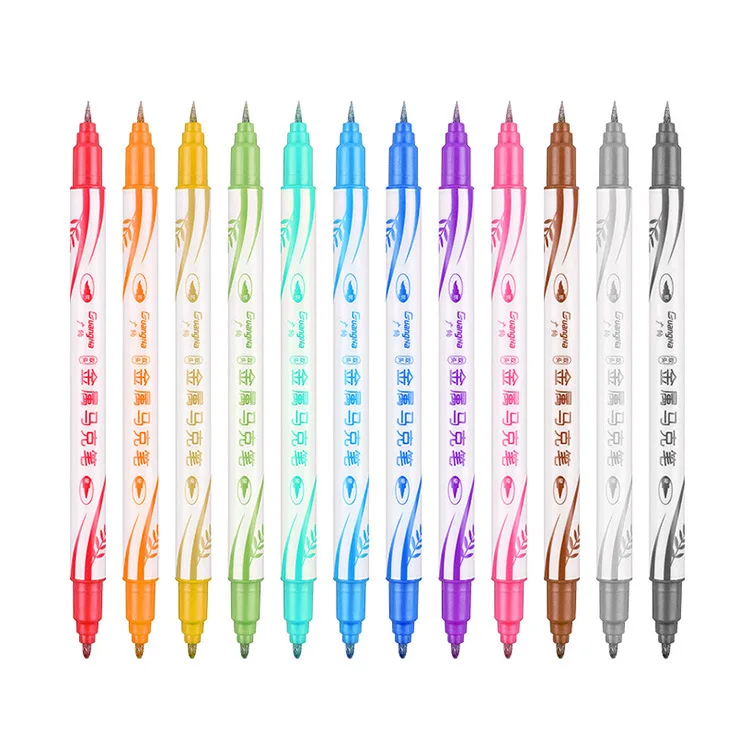 Металлические маркеры с двумя наконечниками 12 цветов|Маркеры для рисования| |