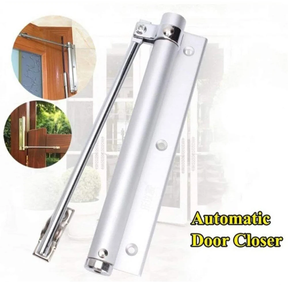 

Automatic Door Closer Stainless Steel Adjustable Strength Spring Invisible Door Closer Home Office Automatic Door Closing Device