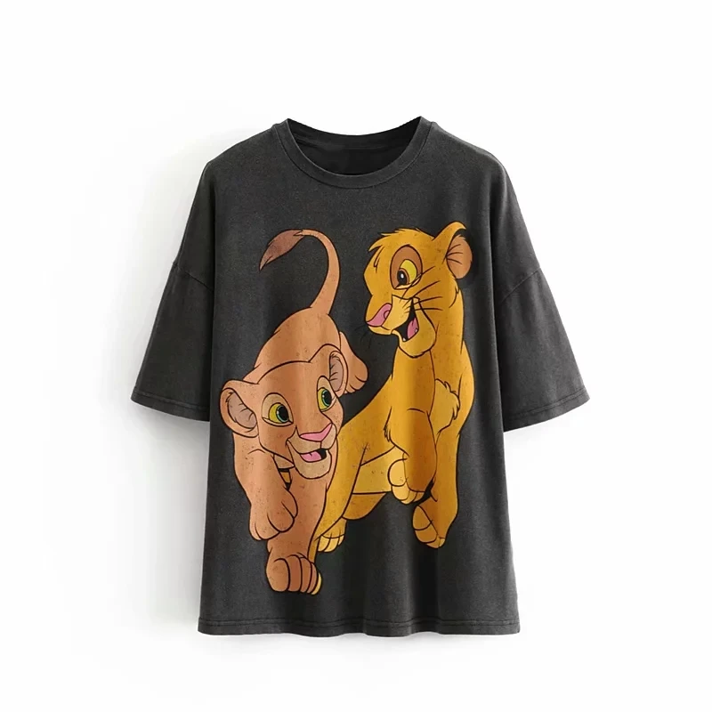 QQ0162 Tee Осень-зима, футболка с капюшоном, джемпер, пальто с изображением короля льва, топ с капюшоном, женская одежда, свитер, пуловер, уличная одежда с героями мультфильмов - Цвет: QQ0162 Tee