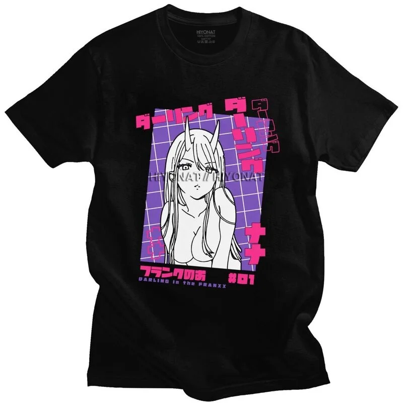 Anime Manga Darling In The Franxx T Shirt Men Cotton Tshirt Leisure Tees Short Sleeved Vaporwave Zero Two T-shirt Clothing Merch