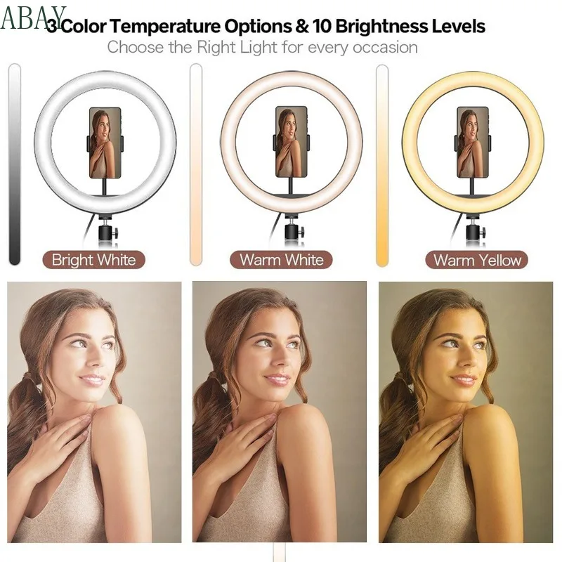 Кольцевой светодиодный светильник для селфи со штативом и USB подсветкой