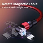 Магнитный кабель для быстрой зарядки, 3 А, Type-C, поворот на 540 градусов, Micro USB, кабель для передачи данных, 0,5 м1 м, цифровой кабель