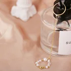 Простое модное цельное кольцо с жемчугом в стиле ретро Длинная цепочка милые геометрические аксессуары