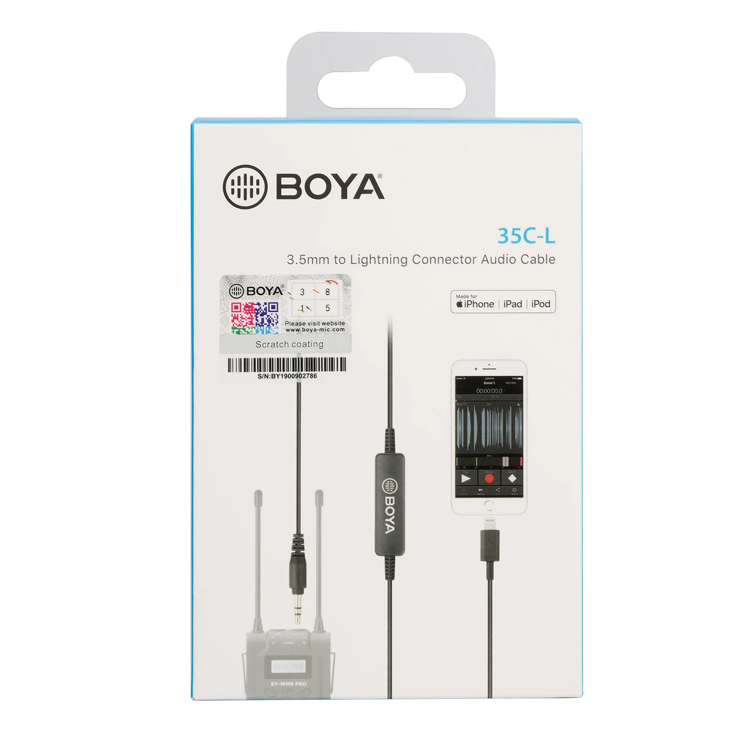 BOYA 35C-L/USB C адаптер для микрофона 3 5 мм TRS к разъему Lightning аудиокабель телефона