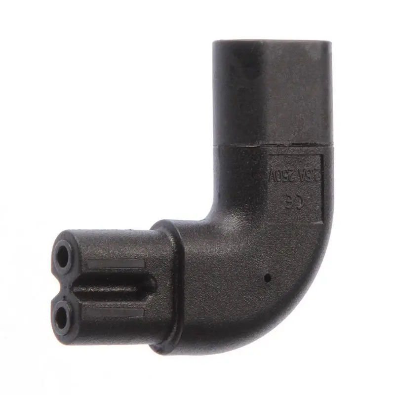 IEC320 C8 Штекерный C7 женский угол 90 градусов угловой адаптер питания 110 250 В|Адаптеры