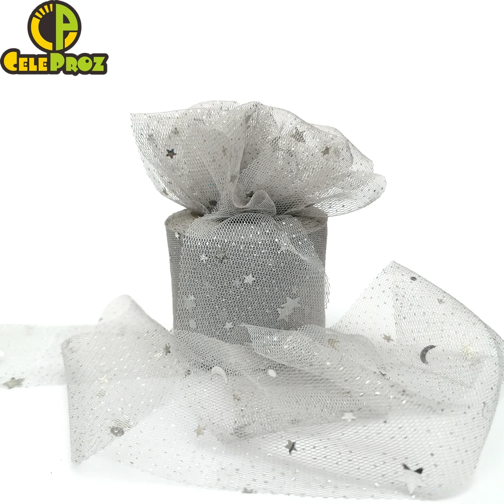 6 см Звезда Луна Тюль конфетти блесток Лента мягкая прозрачная органза сетка