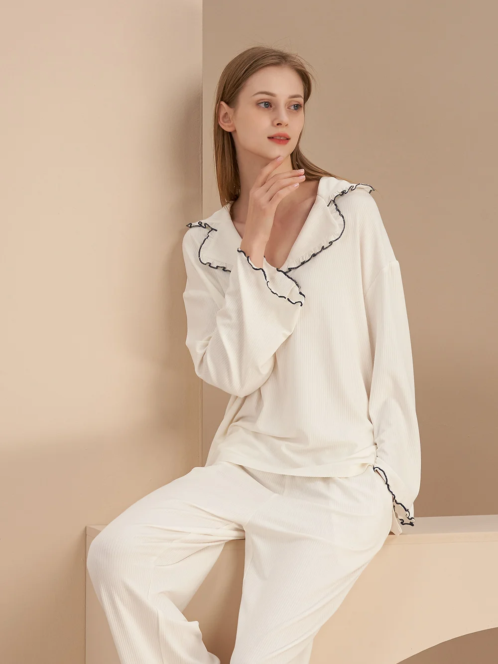 

Women Long Sleeve Sleepwear Cotton Night wear Summer HomeWear Girls Sleep Lounge wear Home Clothes Female Leisure Nightwear Suit