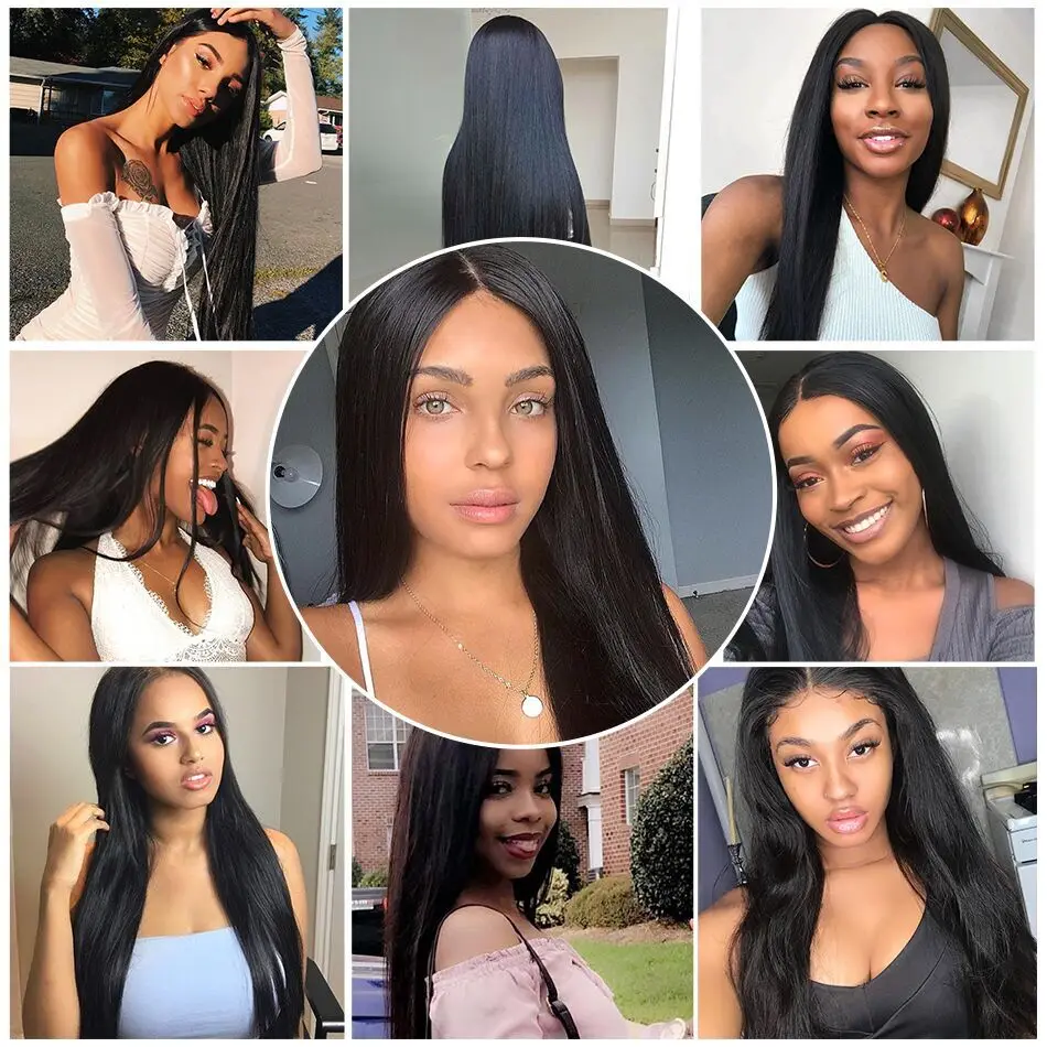 

Remy Brazilian Human Hair Weave Bundle Deals Straight Human Hair Bundles 26 28 30 Long Inches Double Wefts Silky Hair Extensions