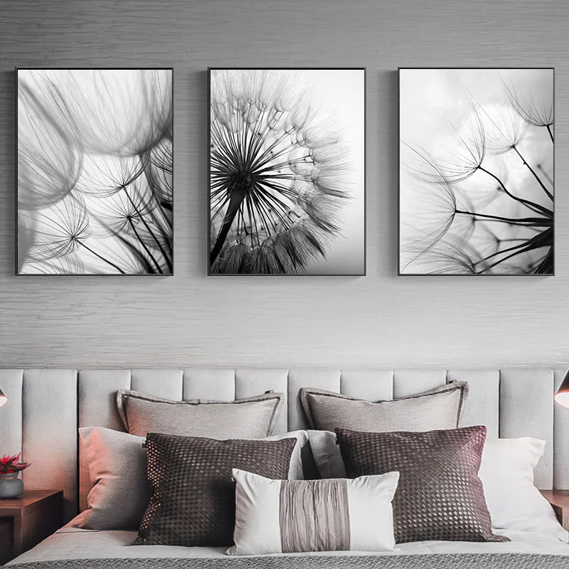 

Abstract Dandelion Art Poster Modern Style Black White Life Quote Canvas Painting Wall Print Picture Living Room Home Decor