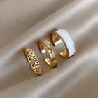 Винтажный комплект колец с эмалью для женщин и девушек 3 шт.комплект, ажурные Металлические Регулируемые витые кольца в минималистическом стиле, ювелирное украшение для девушек и женщин, 2020