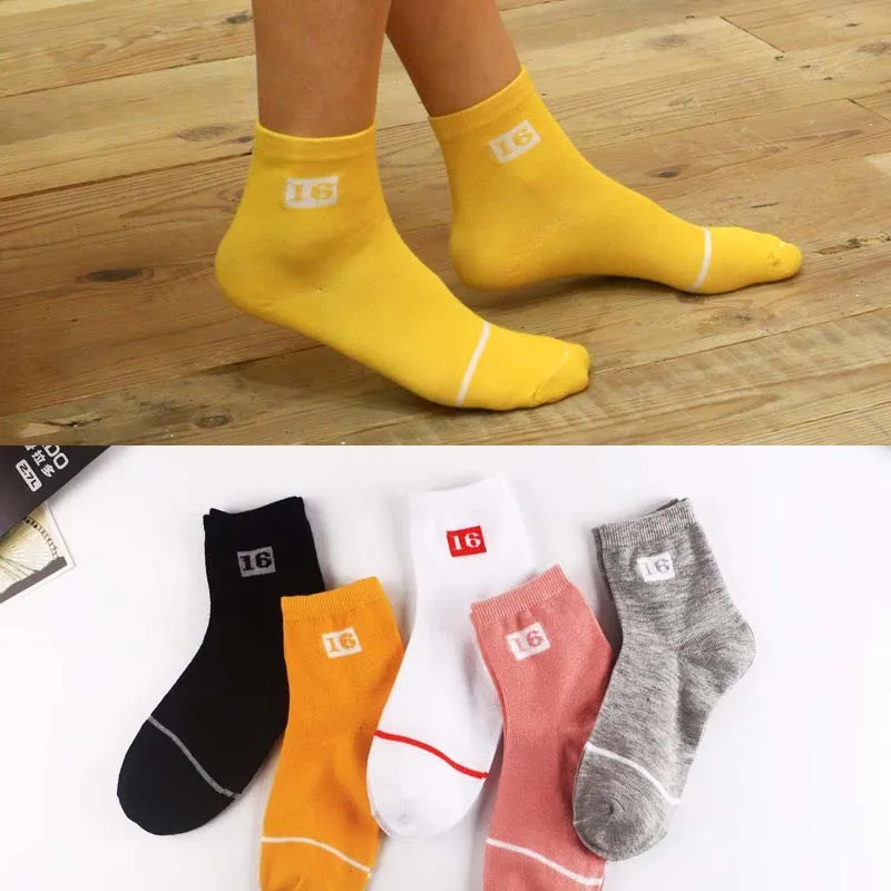 Новые женские носки средней длины хлопковые одноцветные полосатые модные