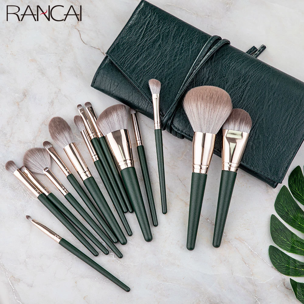 Кисти для макияжа RANCAI 14 шт. набор кистей crochas maquillaje Green большая свободная пудра