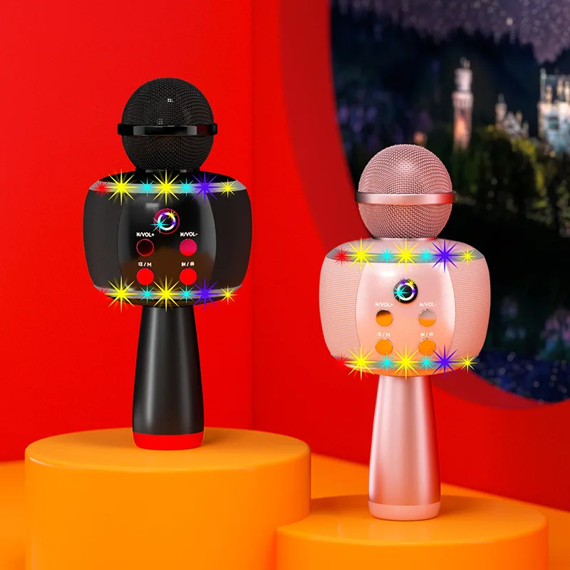 

KINGLUCKY LY199 Wireless Karaoke Microphone Professoinal Machine Portable Handheld with LED Lights