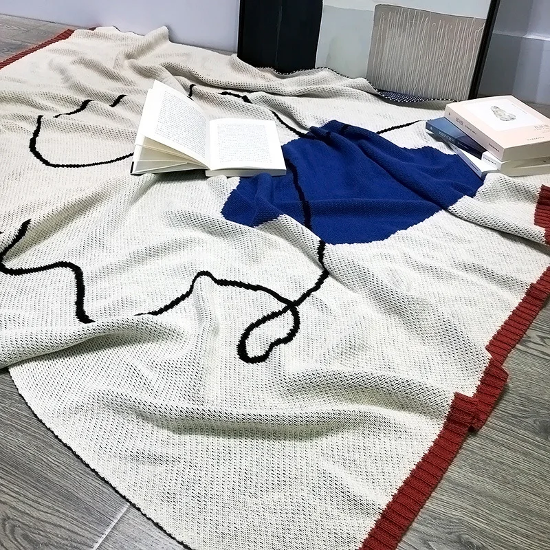 

Cotton Knitted Throw Blanket Geometric Pattern Blankets For Bed Soft Nordic Creative Bedspread Home Bedroom Sofa Decor 160x120cm