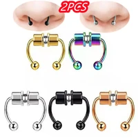 2pcs fake piercing nose ring alloy nose piercing hoop septum rings for women fashion body jewelry gifts magnetic fake piercing