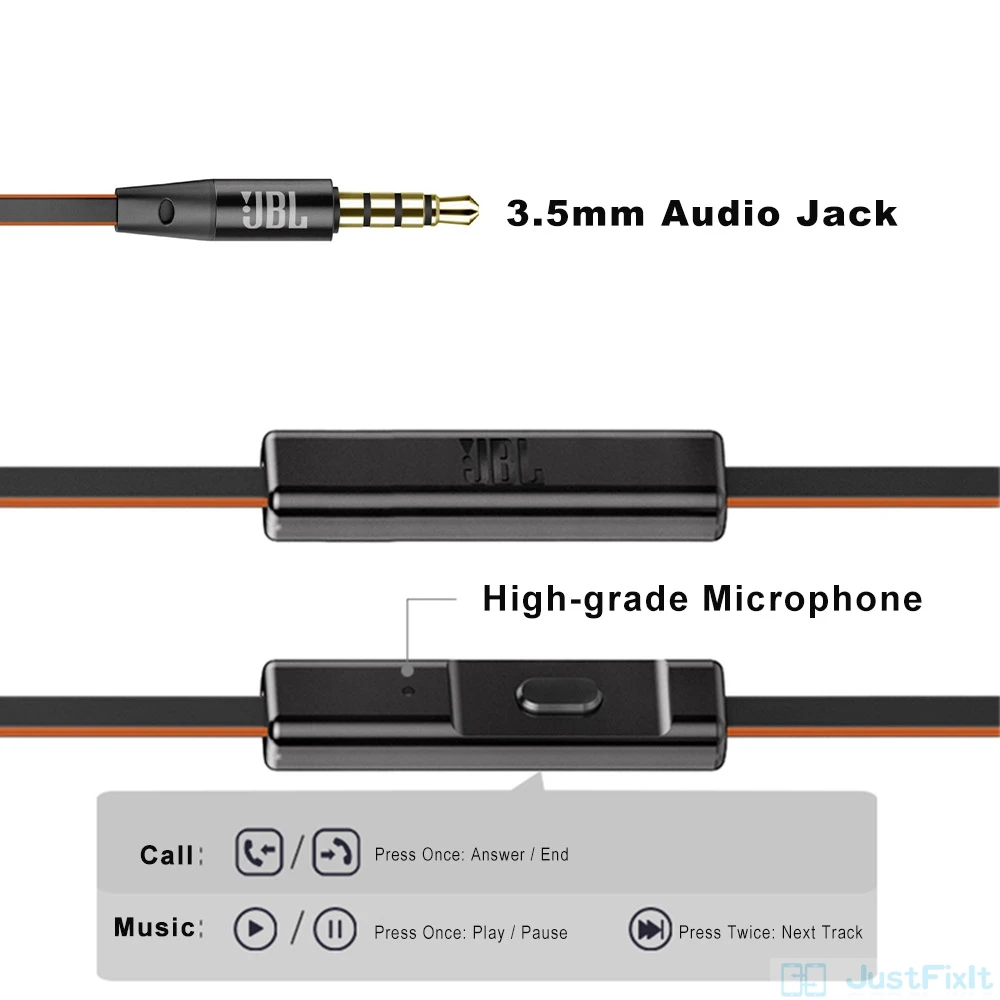 JBL T180A стерео наушники в ухо для бега спортивные звонки с микрофоном 3 5 мм