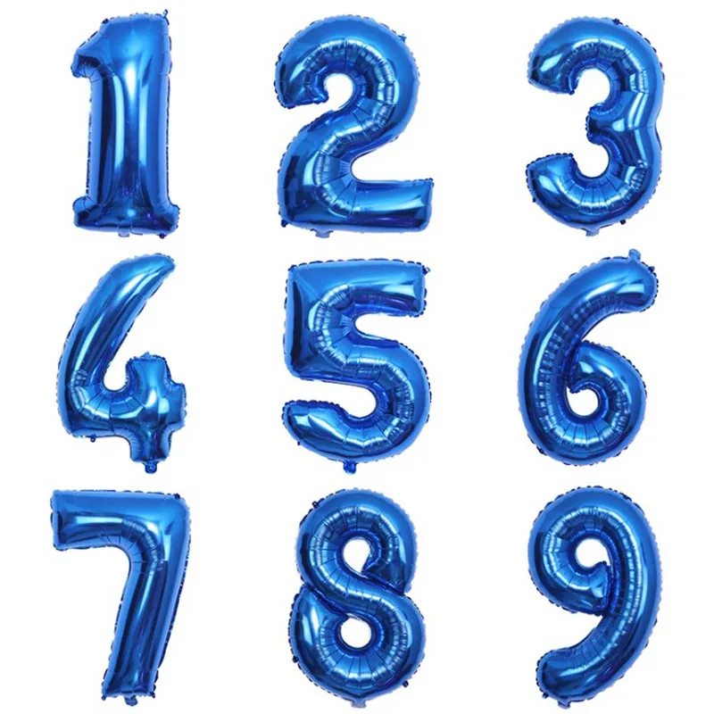 32 дюйма Золотое серебряное число Фольга воздушные шары цифры шарики для день