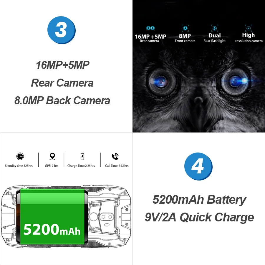 Смартфон OUKITEL WP5000 6 + 64 ГБ экран 5 7 дюйма водозащита IP68 Android 1 Helio P25 восемь ядер 5200 мАч
