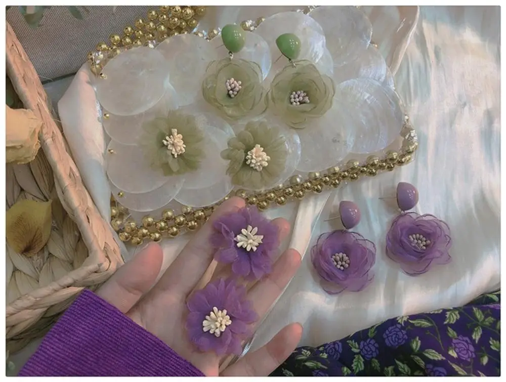 

Серьги женские, многослойные, с цветами, 4 цвета