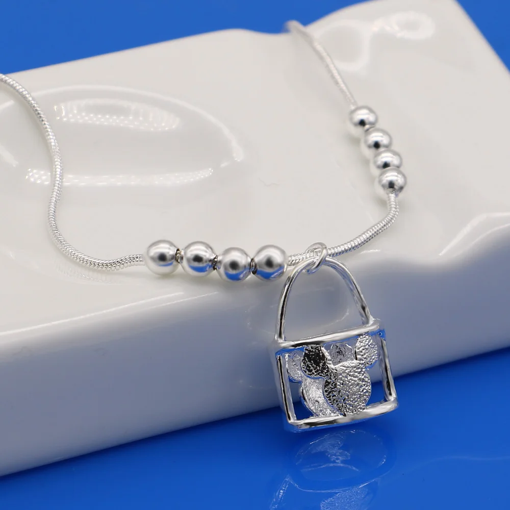 Браслеты на ногу женские из серебра 925 пробы анклеты с Микки Маусом модные