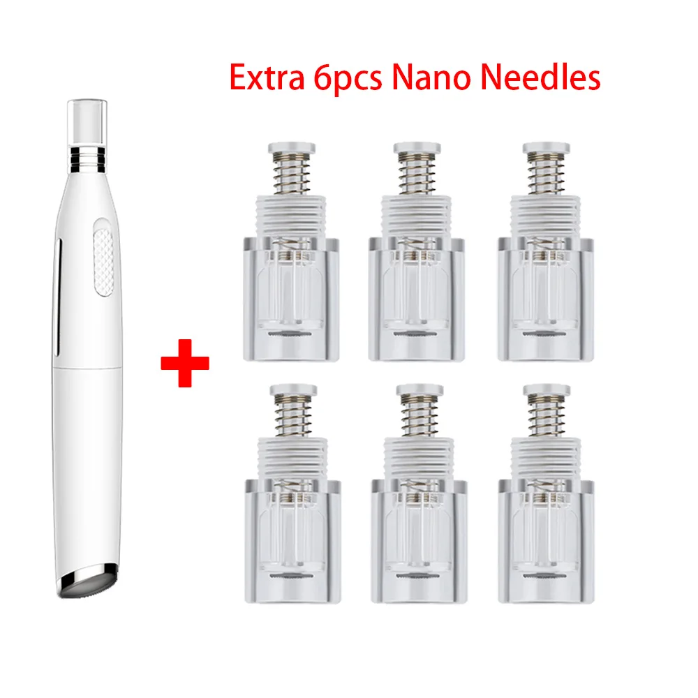 -6pcs Head Dr ручка Дермо ручка машина МТС перезаряжаемая Дерма-ручка Microagulhamento ручка нано микроиглы головка профессиональное оборудование для красоты - Цвет: -6pcs Head