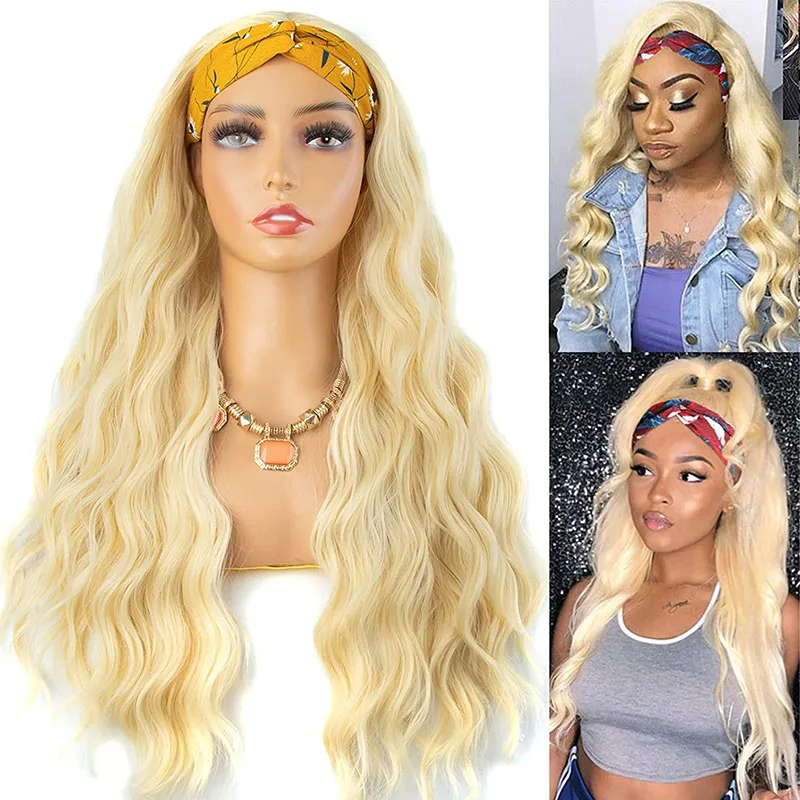 Фото Kryssma парик с головной повязкой длинные волнистые блонд Курчавые Кудрявые