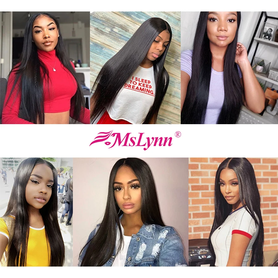 

Straight Bundles Human Hair Bundles 3/4 Bundles Hair Weaves Natural Color 8-28 Inch Human Hair Extensions Mslynn Remy Hair