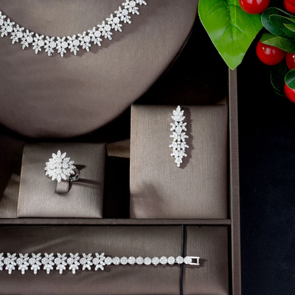 HIBRIDE новый стиль серьги ожерелье AAA CZ вечерние набор украшений для женщин и