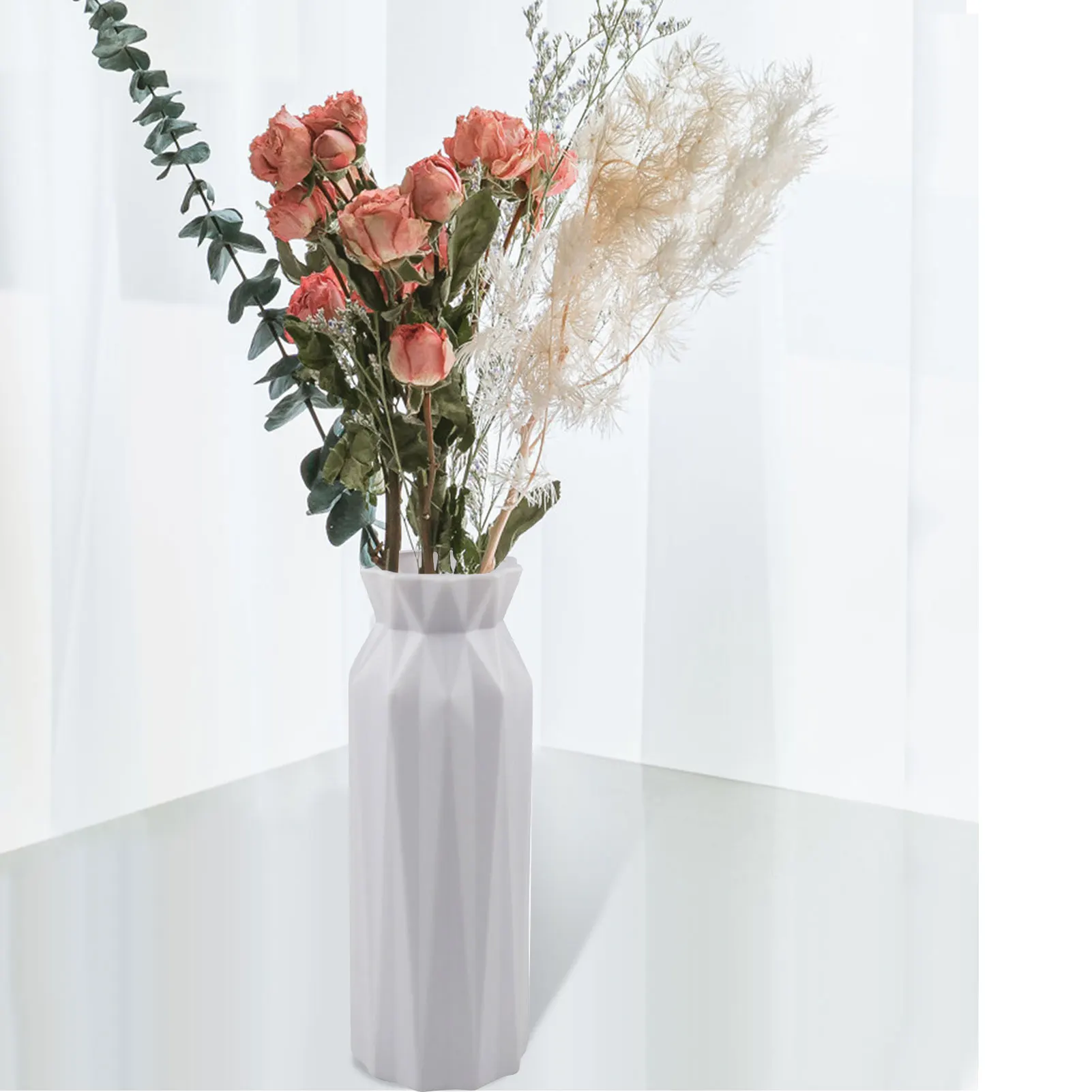 И рисунком в виде птичек-оригами пластиковая Цветочная ваза для украшения