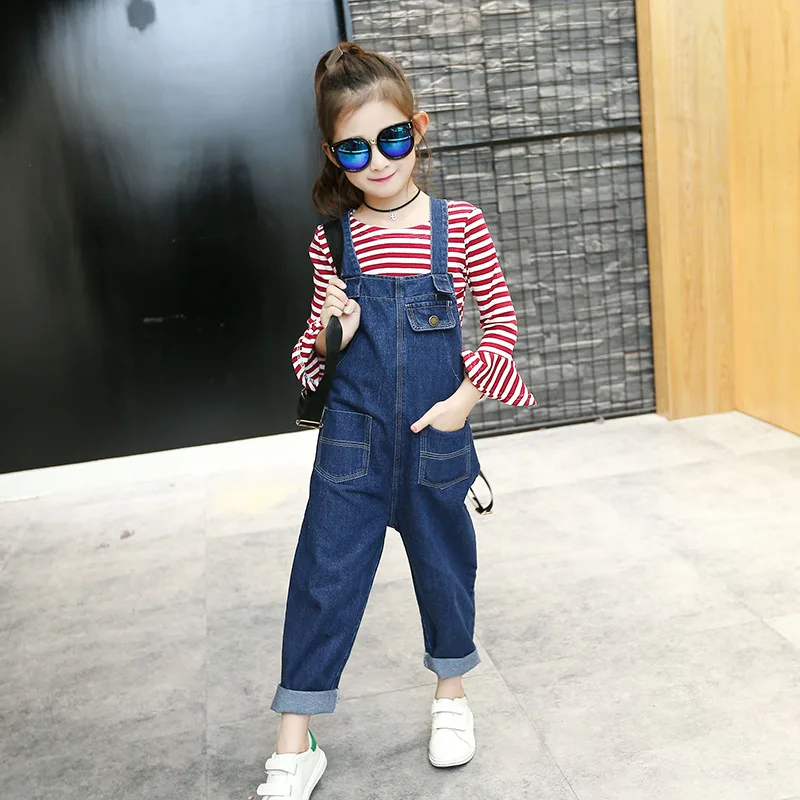 

Girls denim overalls set 2021 new spring children's children's bottoming shirt fashion overalls