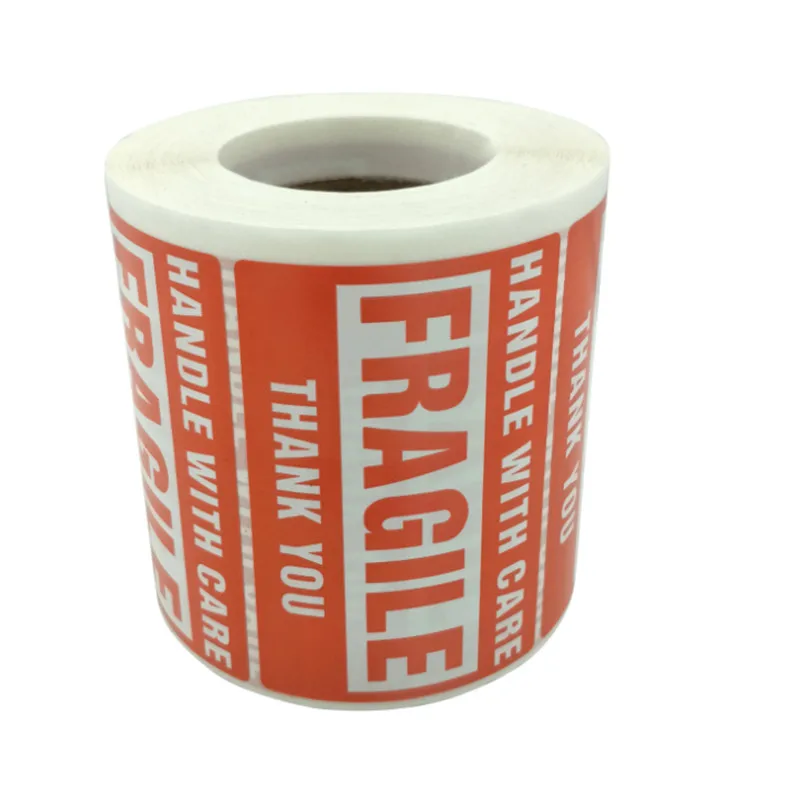 

250-500Pcs Roll Fragile Sticker Thank You Warning Label Goods Please Handle With Care And Transport