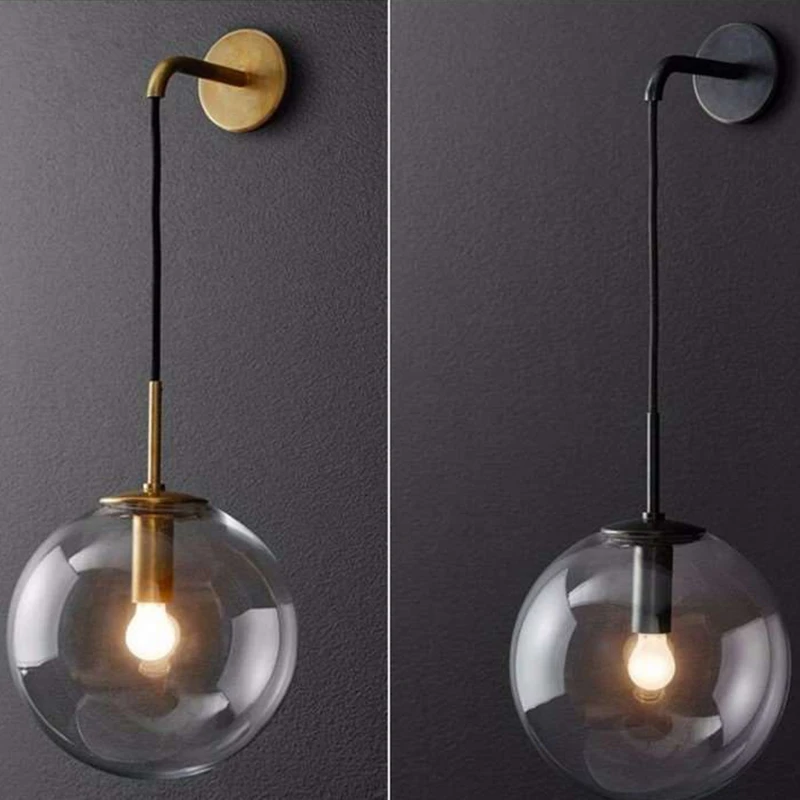 

Modern Nordic Retro Glass Wall Lamp Ball Wall Lamp Bedside Lamp Indoor Lamp