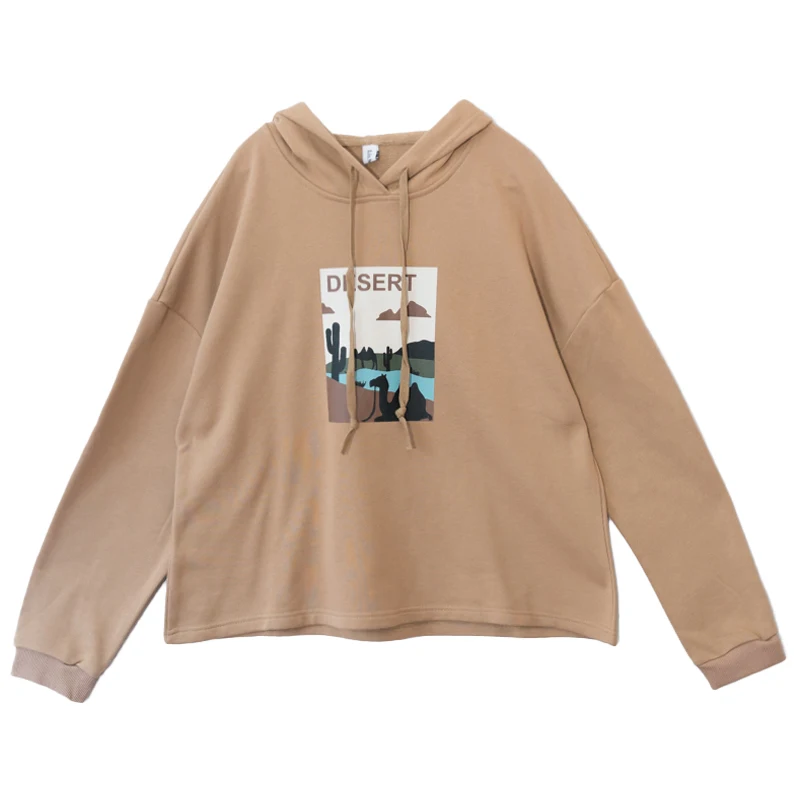 Новинка 2019 толстовка с капюшоном и вышивкой свободная длинным рукавом оверсайз