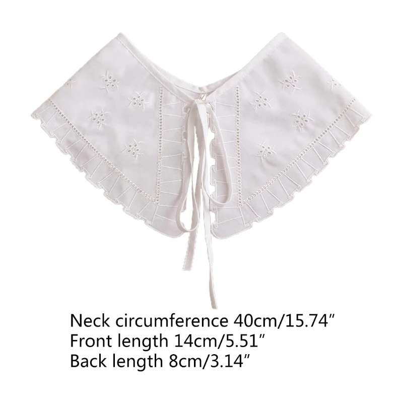 

Women Lace-Up Bowknot False Fake Collar Hollow Out Jacquard Petal Big Shawl Wrap Decorative Necklace Cotton Capelet