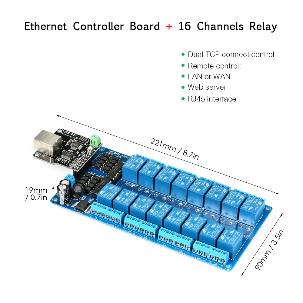 Новый модуль управления Ethernet сетевой веб-сервер Lan Wan порт RJ45 + 16-канальное реле