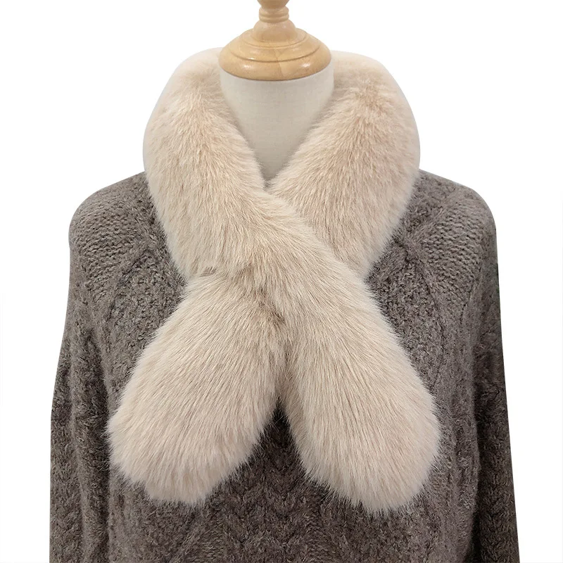 

100cm Long Warm False Fur Collar Scarf Thick Imitation Fox Fur Scarves Solid Color Neck Cover Women Female Fashion Accessories
