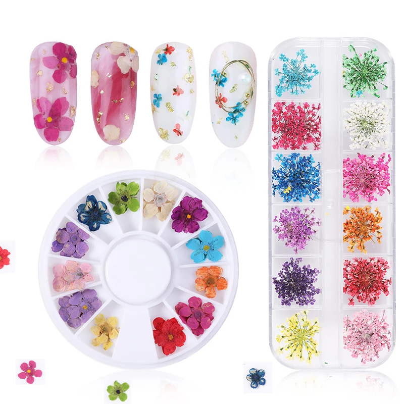 

Dried Flowers Nail Art Decoration Natural Floral Sticker 3D Dry Beauty Nail Art Decals Jewelry UV Gel Polish Manicure