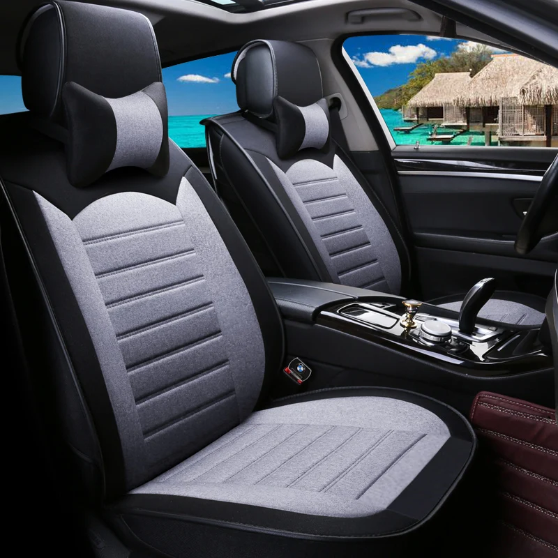 Полное покрытие льняное волокно чехлы для автомобильных сидений Citroen c1 celysee ds3 c4 ds4