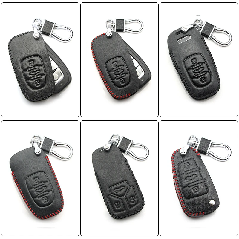 Кожаный чехол для автомобильного ключа Audi Sline A3 A5 Q3 Q5 A6 C5 C6 A4 B6 B7 B8 TT 80 S6 A4L B5 B9 A6L Q7 S5 S7